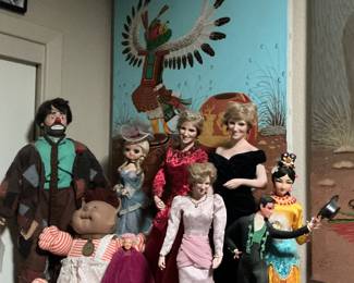 Princess Di, Geisha, Emmett Kelly, Cabbage Patch + dolls