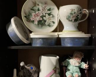 Vintage bingo markers, pitcher, doll & miscellaneous 