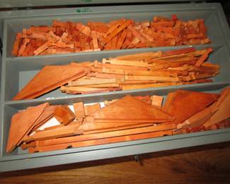 Old trunk full of wood blocks/toys