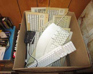 Stacks of vintage keyboards