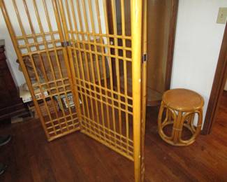 Vintage bamboo screen, Maguire stool