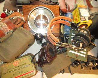 Headphones, clock, vintage boy scouts, more