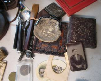 Antique tintypes, photos, knives