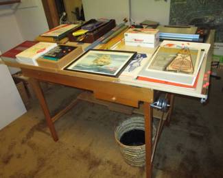 Library, drafting table