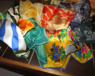 Box of vintage Vera scarves