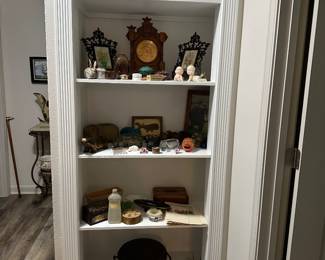 Antique Ansonia Clock, McCarty Pottery Rabbit, Hippo Collectibles