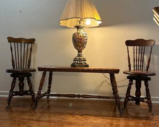 Antique Claw and Ball Foot Swivel Piano Stools and Piano Bench 