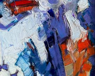 “Quiet Alley”, an original oil on board painting by listed artist, Serguei Novitchkov. Measures in the frame, 19.75” H x 17” W. Signed lower right and again with title on the verso. Accompanied with a certificate of authenticity from the artist. Novitchkov (1969-) was born in Moscow, Russia and graduated from the St. Petersburg Academy of Arts with a degree in “Painting and Composition” under the guidance of Professor Alexey Nikolaevich Sukhovetsky, a people’s artist of the Russian Federation. Serguei’s paintings are primarily dedicated to landscape art, often characterized by romantic, lyrical, and abstract themes, as well as genre painting. For many years, he has actively participated in both online and in-person exhibitions. Since 2000, he has lived and worked in Los Angeles, California.