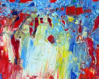 “Absence of Noise”, an original oil on board painting by listed artist, Serguei Novitchkov. Measures in the frame, 17” H x 19.75” W. Signed lower right and again with title on the verso. Accompanied with a certificate of authenticity from the artist. Novitchkov (1969-) was born in Moscow, Russia and graduated from the St. Petersburg Academy of Arts with a degree in “Painting and Composition” under the guidance of Professor Alexey Nikolaevich Sukhovetsky, a people’s artist of the Russian Federation. Serguei’s paintings are primarily dedicated to landscape art, often characterized by romantic, lyrical, and abstract themes, as well as genre painting. For many years, he has actively participated in both online and in-person exhibitions. Since 2000, he has lived and worked in Los Angeles, California.