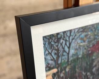 “End of the Season”, an original colored pencil and acrylic painting by listed Oregon artist, Carolyn Lehl. Titled lower left and signed lower right. Professionally framed, bio on the verso, and measures in frame, 15.75” H x 15.25” W.