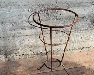 This lot features Hungarian iron wash stand circa 1940s. Can be used as a beautiful garden planter! This stand measures, 30” H.