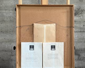 “City of Gold”, a limited edition print by listed artist, Marcia Isaacs and printed by Master Printer, Bill Wheeler. Edition 43/150, titled, and signed lower right by the artist. Certificate of authenticity and bio on the verso. Measures in frame, 26.5” H x 23.25” W. Isaacs has dabbled in etchings, monotypes, mixed media, collages, paintings, and digital imagery. Marcia Isaacs attended UC Berkeley, obtained her BA in Art from UCLA (University of California Los Angeles) and her Masters of Art from CSUN (California State University Northridge).