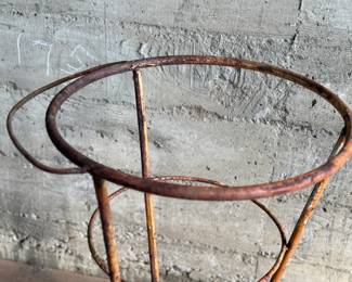 This lot features Hungarian iron wash stand circa 1940s. Can be used as a beautiful garden planter! This stand measures, 30” H.