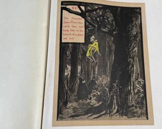 The Adventures of Pinocchio by C. Collodi, printed in Italy by R. Bemporad & Son. This is the third printing of the edition in English text, featuring illustrations in color by Attilio Mussino. Hardcover with a dark blue cover, red spine lettering, and a prominent illustrated design. Published in 1929 by The Macmillan Company. Includes vivid illustrations and period typography.