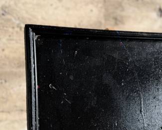 This lot features an original abstract painting, signed by unknown artist Hilborne. Measures in frame, 37” H x 37” W.