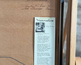 “Springbrook”, an original watercolor by Oregon listed artist, Shirley F. Coan. Signed lower right and measures in frame, 20.25” H x 16.25” W. Titled on the verso with a short bio on the artist.
