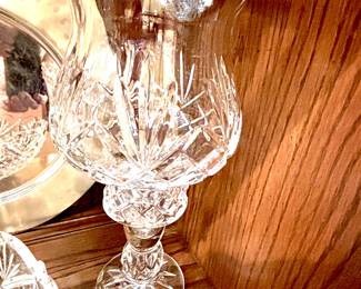 Vintage Block crystal 2 pc hurricane candle holder
