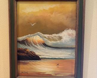Signed seascape oil