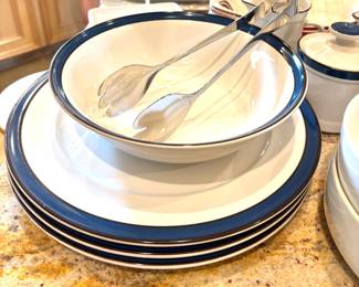 Assorted blue and white