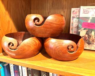 Teak yarn bowls