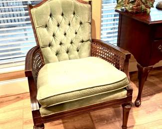Pair MCM wood/cane parlor chairs