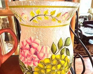 Hand painted floral glass