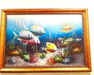 Colorful tropical fish signed oils