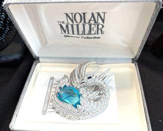 Vintage Nolan Miller aquamarine crystal brooch