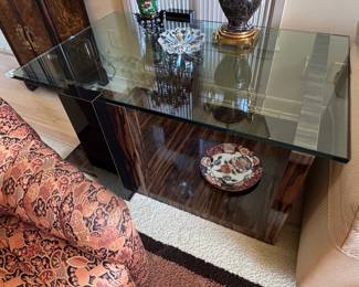 Milo Baughman Macassar Ebony and Glass Side Table