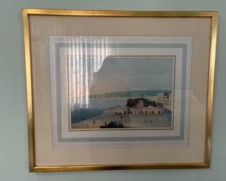 Pair of 19th Century Italian Harbor Scenes of the Gulf of Naples Lithographs