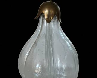 Vintage Murano Glass Pear Decanters with Brass Accents (Set of 5)