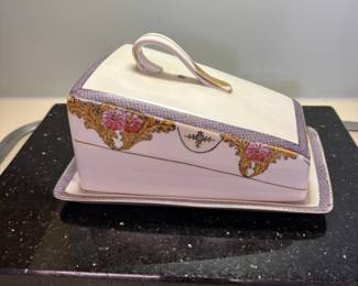 Hand Painted Nippon Porcelain Cheese Dome and Tray