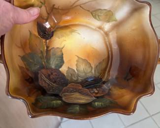 Noritake Hand-Painted Ceramic Bowl with Acorns and Leaves