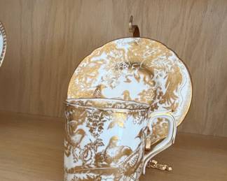 Royal Crown Derby "Gold Aves" Teacup and Saucer