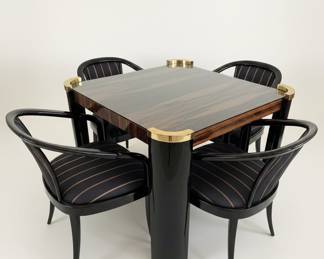 Vintage Italian Macassar Ebony and Brass  Dining Set -Hollywood Regency style