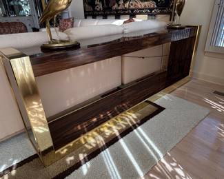 Milo Baughman Attributed Rosewood and Brass Console Table