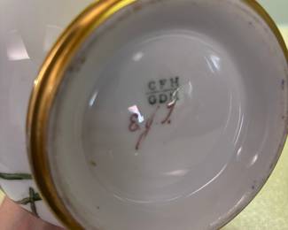 Hand-Painted Porcelain Pitcher with Floral Motif and Gilded Accents