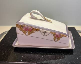 Vintage Porcelain Cheese Dome and Plate