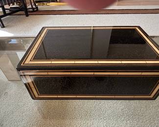 Black Lacquer Marquetry Box
