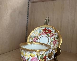 Assorted Greek Porcelain Teacups and Saucers with 24K Gold Accents