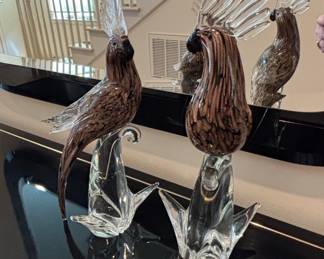 Murano Glass Cockatoo Figurines