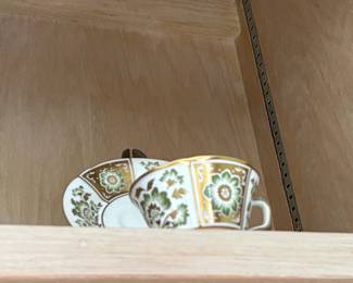 Porcelain Teacup and Saucers with 24K Gold Accents