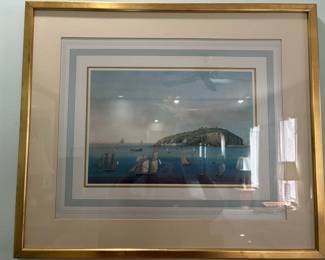 Pair of 19th Century Italian Harbor Scenes of the Gulf of Naples Lithographs