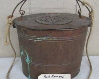 1930's Hand Hammered Copper Minnow Bucket