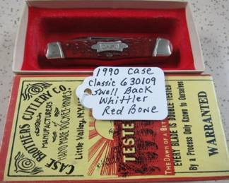 1990 Case Classic 630109 Swell Back Whittler Red Bone Knife in Box
