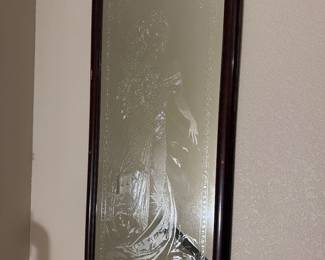This is the original etched glass mirror from the Stockyards Old Spaghetti Warehouse restaurant! You can kind of see the beautiful etched lady in the photo, but she’s beautiful in person! 
