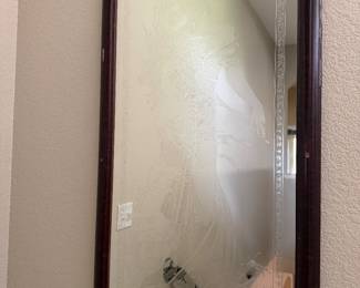 It’s hard to capture in a picture, but this is THE etched glass mirror that hung in Spaghetti Warehouse in the Stockyards restaurant until it closed.