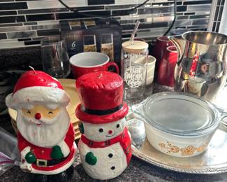 Pyrex, crystal, dishes, and more 