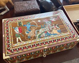 Egyptian jewelry box with key
