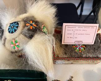 Handmade Eskimo sealskin box 